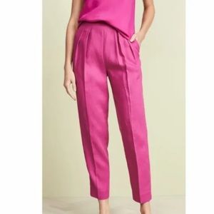 NWOT Theory Pant Linen High Rise Pink Pants Pleated Fuchsia Pop Trouser